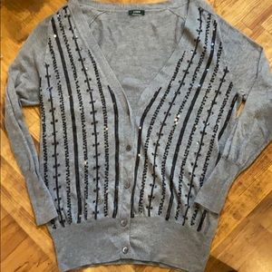 J. Crew gray with black sequins v neck cardigan❤️